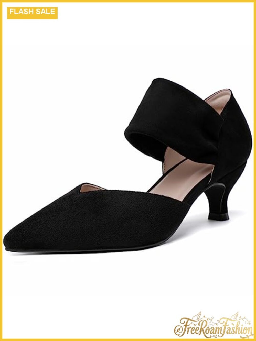 Kitten Heels Women Closed Toe 2.4 Inch Pointed Toe Slip On Pumps Bridal Party